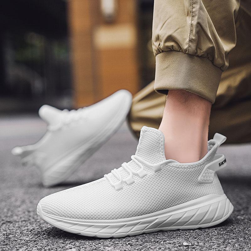 

Мужские кроссовки для ходьбы Черные Нескользящие Спортивные кроссовки Легкие Дышащие Удобные Теннисные Спортивные кроссовки Повседневные Для путешествий, Фитнеса 47 белый