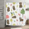 Whimsical Bears Butterflies Shower Curtain Cute Kids Bathroom Decor with Pastel Colors