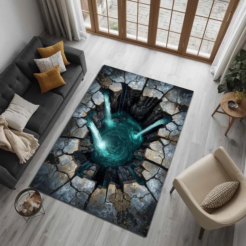 2D Flacher Optische Illusion Rutschfester Teppich Leicht zu Reinigen Perfekt für Eingangsbereich Schlafzimmer Waschküche Bereich Fußmatte Zuhause