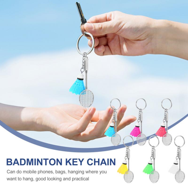 6-Piece Set Badminton Charms Keychains Colorful Sports Accessories Gift