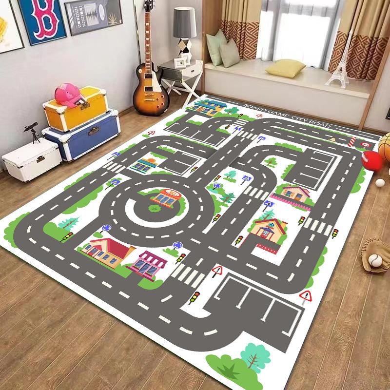 City Track Toy Pattern Carpet NonSlip Protective Mat For Kids' Room Suitable For Kids To Play And Frolic Toy Storage Mat