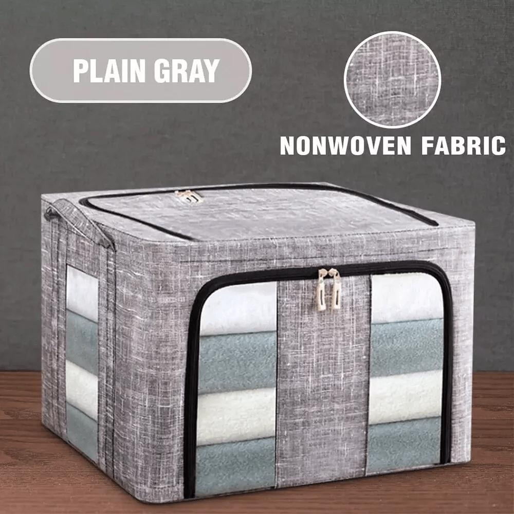 Large Storage Bags Clothes Organization for Closet Foldable Blanket Storage with Handle Storage Containers with Window Zipper Steel Frame