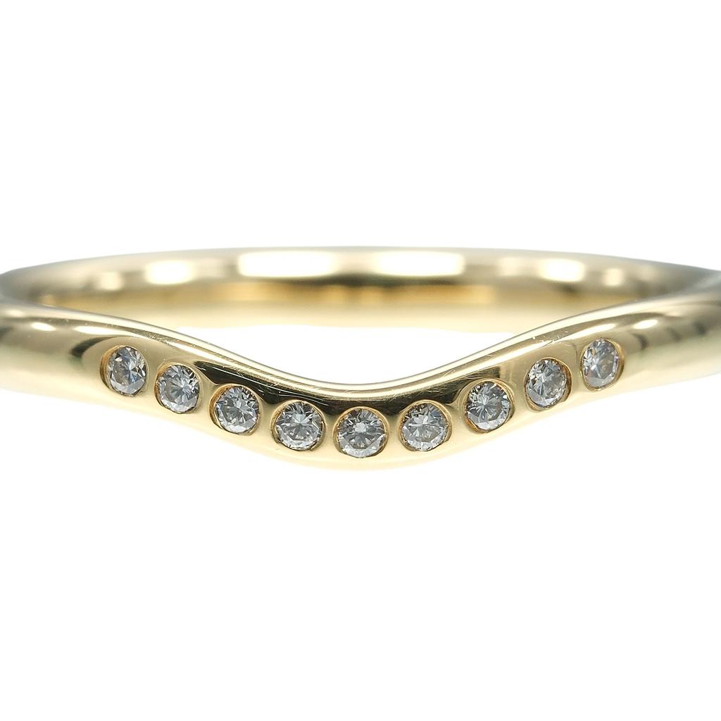 TIFFANY&Co. Gebogener Bandring K18 Gelbgold/9P Diamant #6.0(US-Grösse) 2,53g Damen Gebraucht