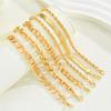 6pcs Simple Punk Gold Color Chain Bracelet Set Chunky Metal Link Chain Twisted Designs Multi Layered Bracelets For Women Jewelry