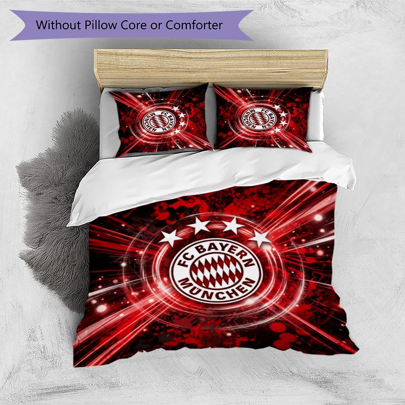 Set Lenzuola 3 Pezzi con Stampa Modello Bayern Monaco Morbido Delicato sulla Pelle Lavabile Copripiumino e Federe Set Tutte le Stagioni Camera da Letto