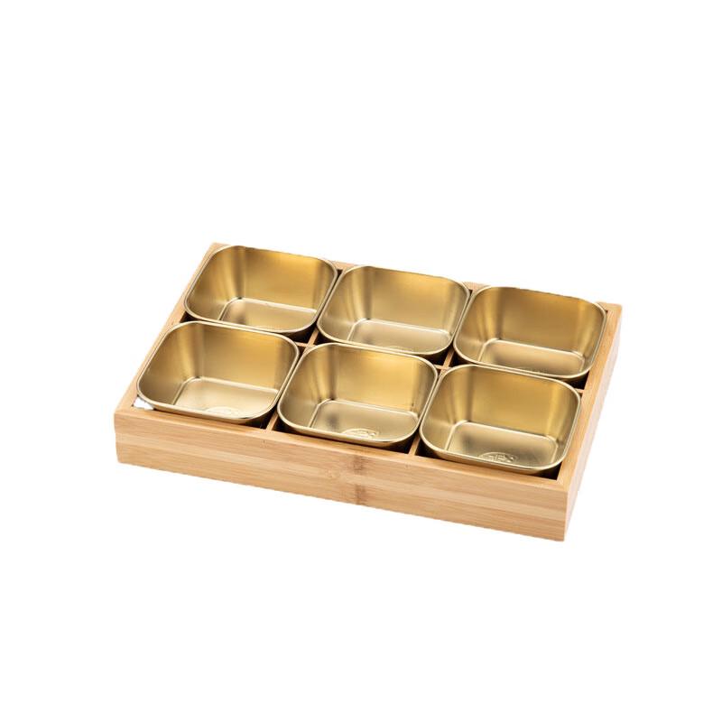 Japanische Stil Servierplatte mit 3 Fächern und Einsätzen aus 304 Edelstahl