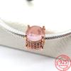Real 100% 925 Sterling Silver Colorful Rainbow Pendant & Dream Catcher Heart Charm Fit Fashion 3mm Bracelet Romantic Gift