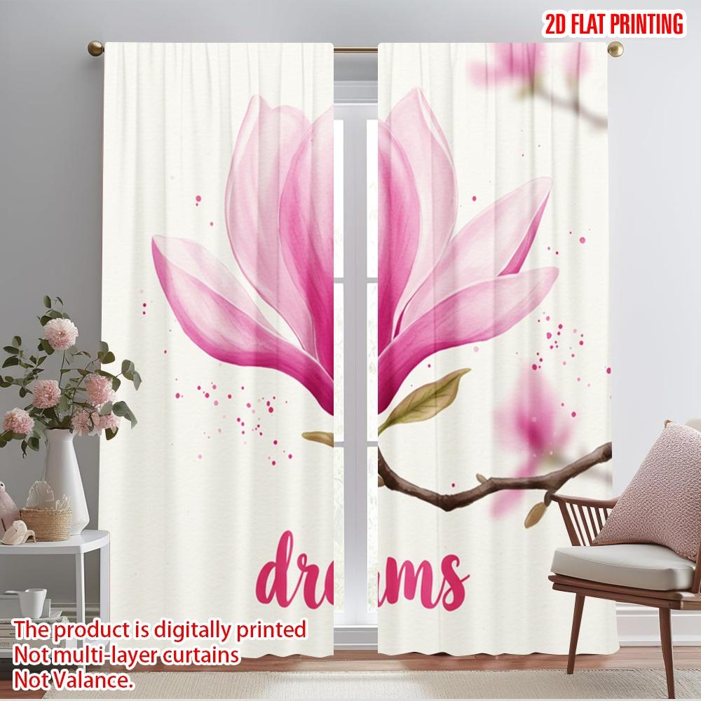 

2 шт. 2D плоская печать Штора Розовые мечты магнолии Ткань Без электричества Праздничные шторы для фотобудок и праздников 52.50×116.00 CM 2pcs