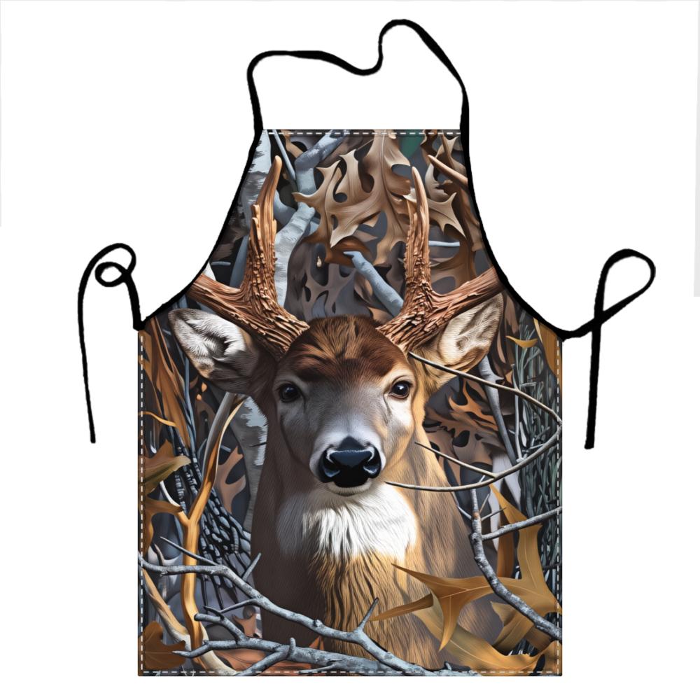 Deer Hunting Camouflage Apron With Realistic Buck Design For Outdoor Enthusiasts And Cooking Fans