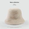 Solid Color Plush Bucket Hat Women's Autumn and Winter New Big Head Circumference Basin Hat Fashionable Warm and Cold Ear Protection Bucket Hat