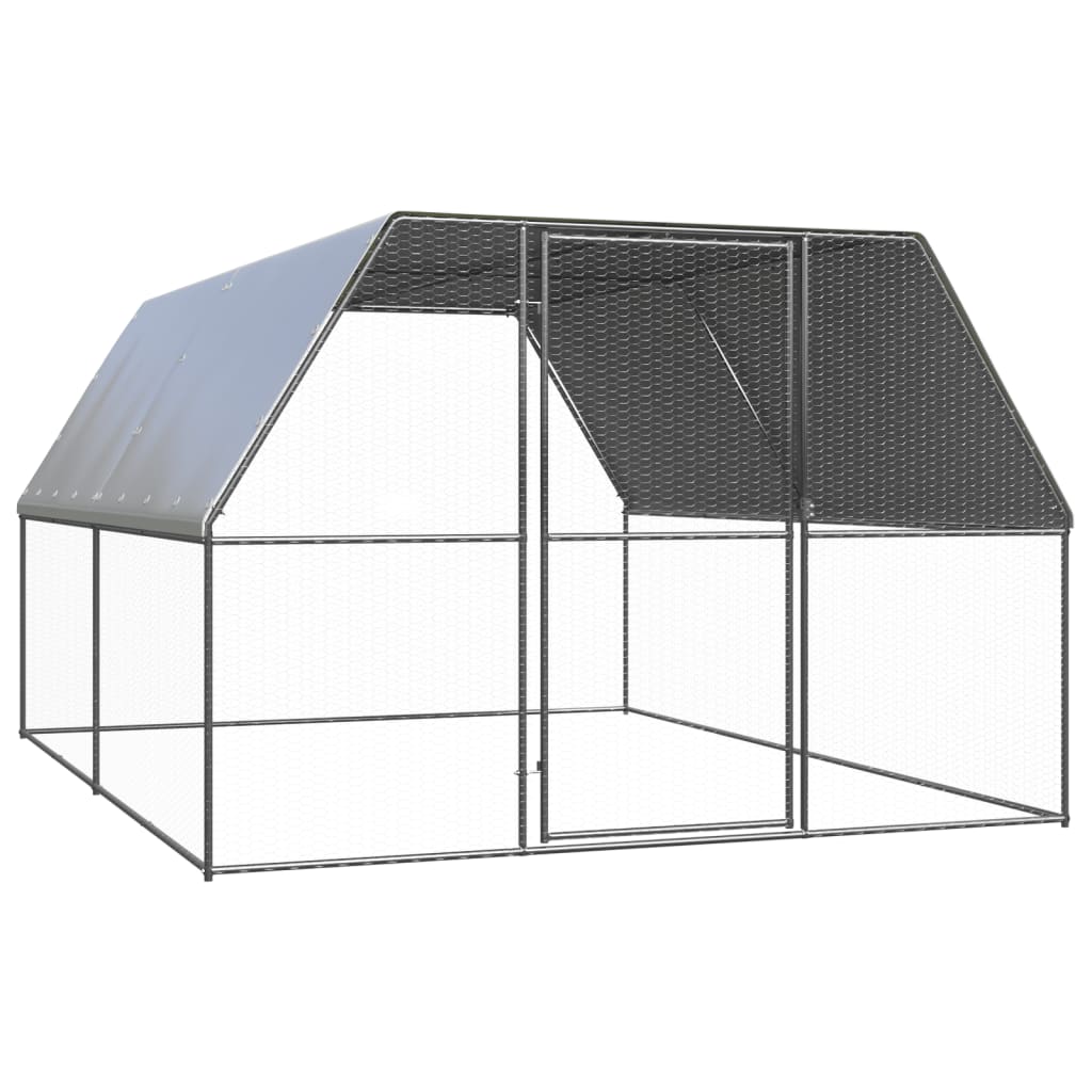 Vidaxl Outdoor Chicken Coop, 3X4X2 M, Galvanized Steel