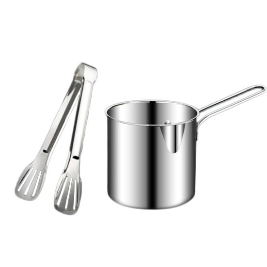 1 Set Fryer Multifunctional Mini Pot Good Heat Conductivity Stainless Steel Oil-saving Home Fryer Cooking Utensils