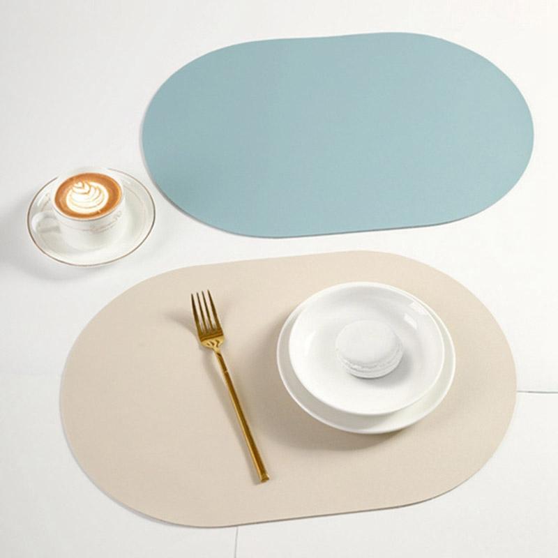 Solid Color Leather Placemat Heat High Temperature Resistance Household Dining Table Insulation Pad Waterproof Anti Slip Mat
