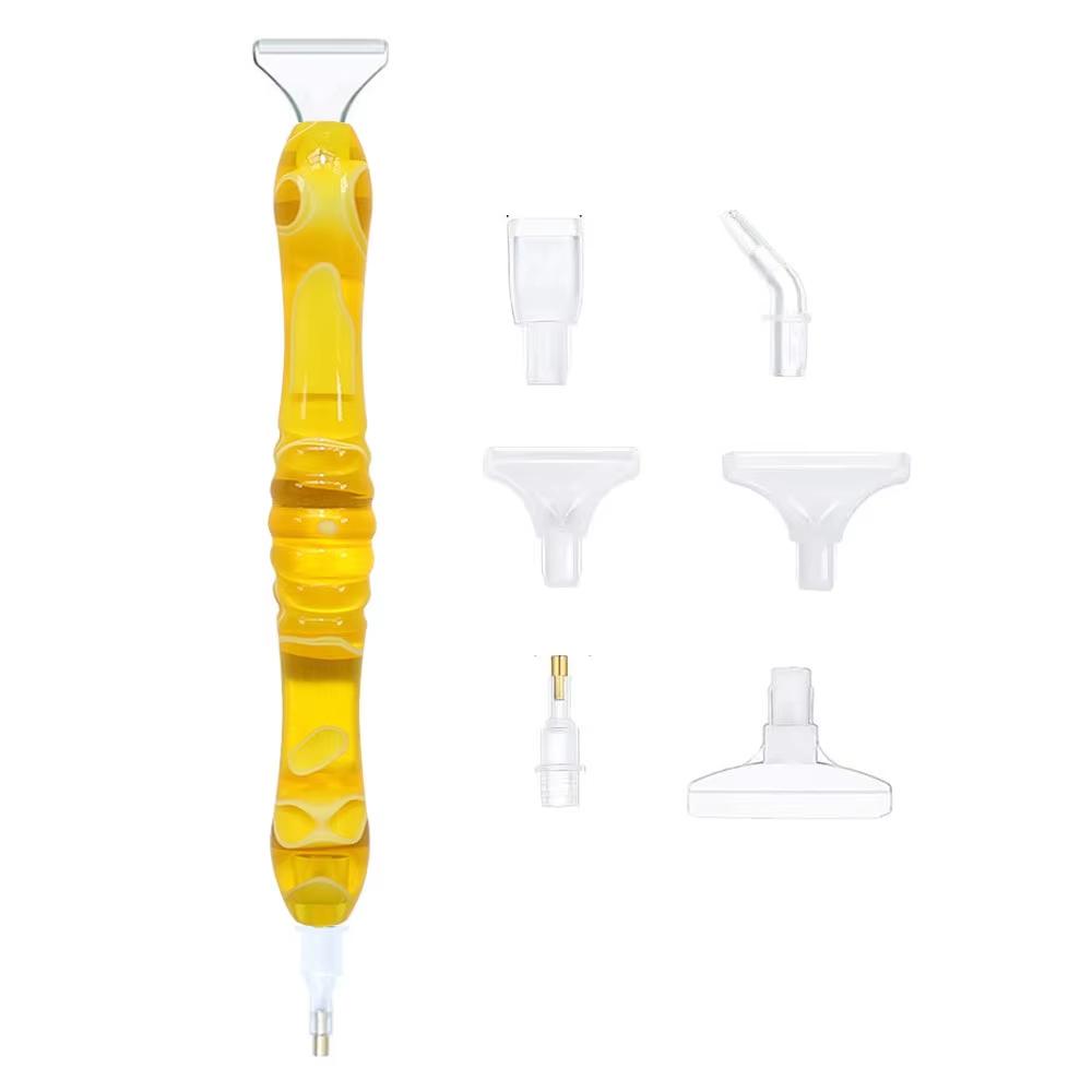 5D Resin Diamond Painting Pen with 6pcs Plastic Replacement Pen Heads Point Drill Pens DIY Art Crafts Diamond Painting