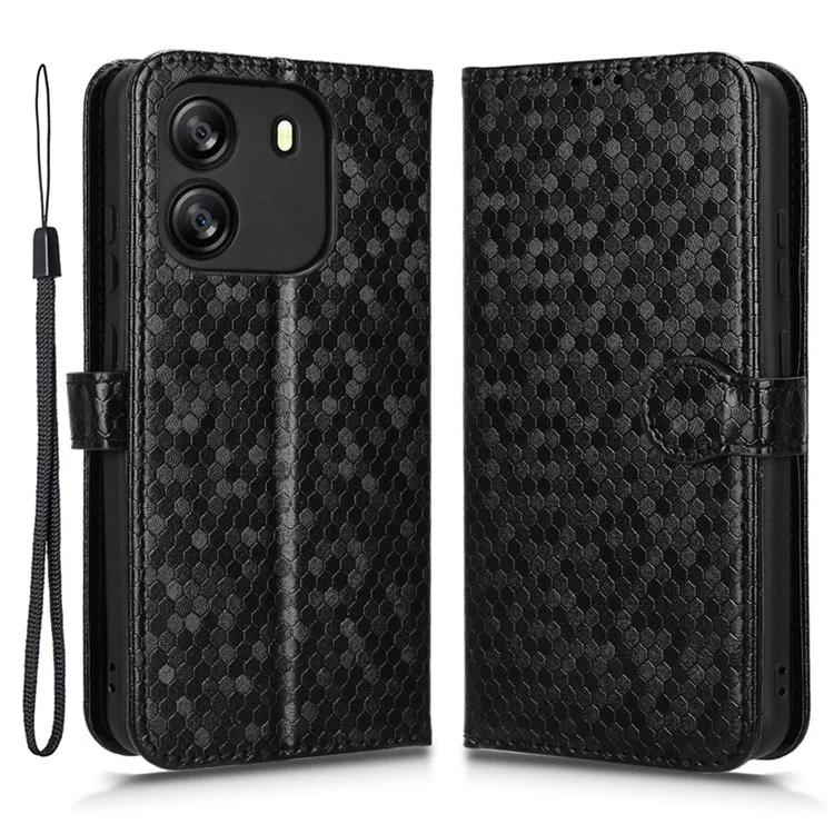 

For Blackview Wave 6C Case Dot Pattern PU Leather Wallet Phone Cover - Black