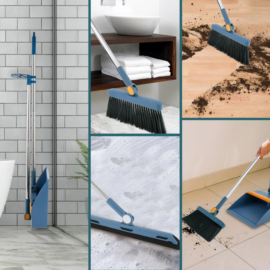 3Pcs Floor Cleaner Set 180°Rotating Brooms Folding Dustpan Garbage Collector Kitchen Tools For Sweeping Brush Household 2025