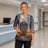 Women's V-Neck Costume with Pockets Halloween Print Side Slit 3/4 Sleeve Top for Cosplay Party