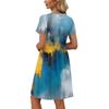 Dresses For Women Short Sleeve Print Round Neck Casual Dresses Waist Dress With Pockets