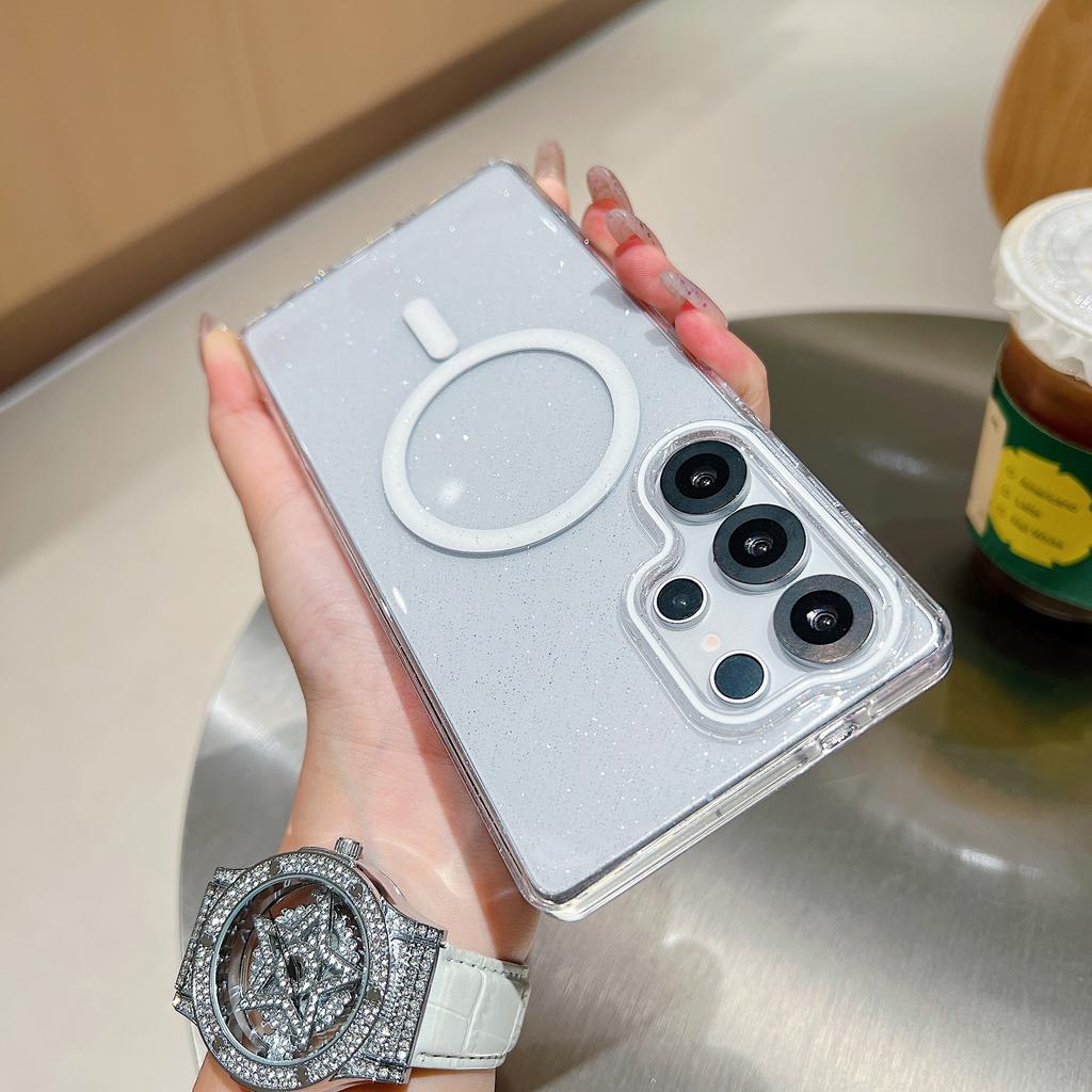 Dream Flash Powder Magnetic Suction Large Hole, Suitable for Samsung S25Ultra Mobile Phone Case Charging S25Plus Anti-drop Protective Case