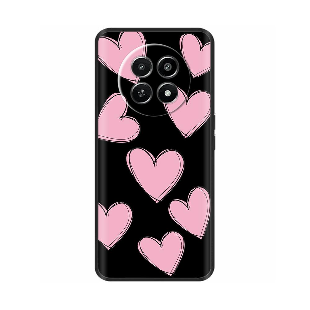 Für Realme 12 5G 12X Handyhülle Cover Blumen Aufdruck Weiches Schwarzes TPU Fundas Für Realme12 12 X Bumper Schale Para Coque Etui Capas