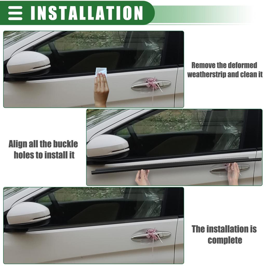 Uxcell Window Weatherstrip Trim Seal Belt for Toyota Prius 1 Set 2004-2009, Rubber, Black, 75710-47010,