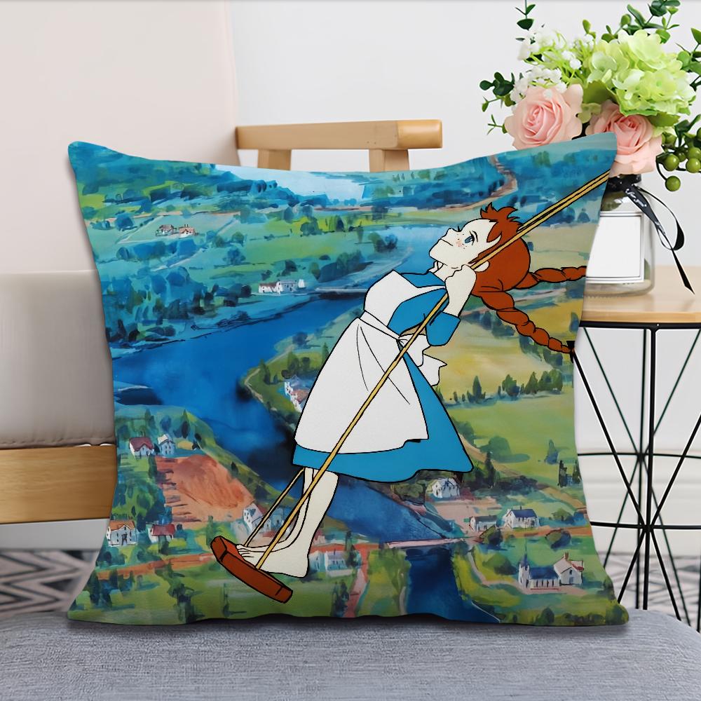 cartoon manga anume a-Anne of Green Gables soft Comfortable Pillow Case for Sofa Living Room Home office Decor Protective Covers