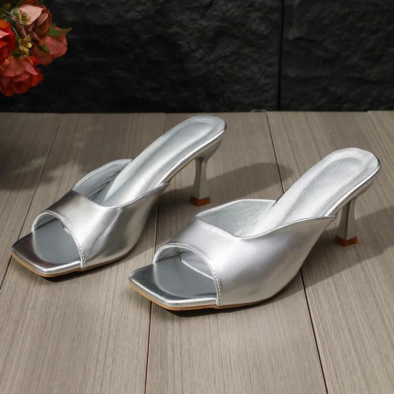 2024 Nová Móda Jednobarevné Univerzální Dámské Pantofle Otevřená Špička Boty s Rybí Tlamou Letní Pohodlné Dámské Boty Zapatos