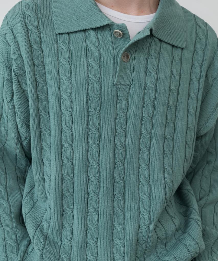 MINAV Maxi Cable Collar Knit [Emerald Green]