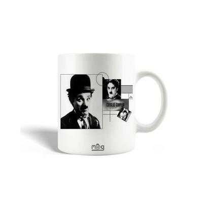 Ceramic Mug - Charlie Chaplin - Black and White Drawing - 30cl - Dishwasher Safe - 9.5 Cm