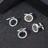 Modern Mens Cufflinks Pave Round Crystal Cuff Links Black Blue Rhinestone Color Dust Formal Button Ornaments