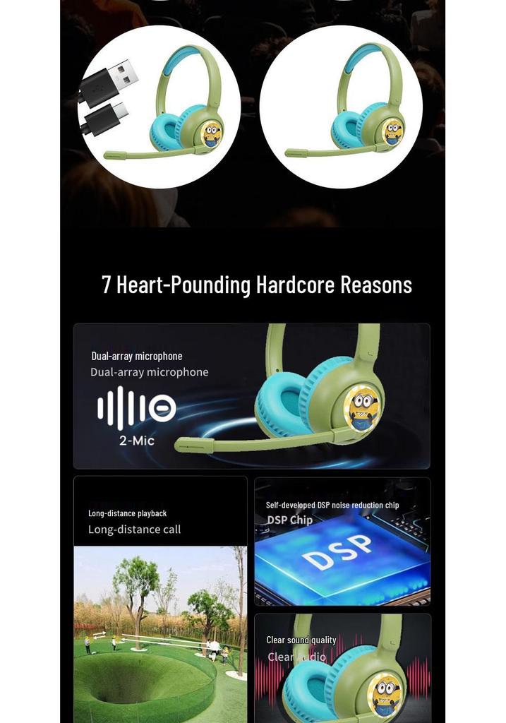 Multifunctional Children's Head-mounted Hearing Protection Headphones for Learning and Online Classes