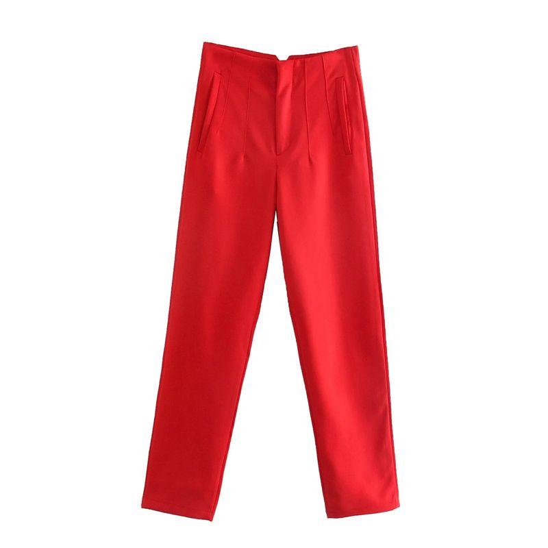 Cigarette Pipe Commute Leisure Candy Color Slim Looking Ankle-Length Pants