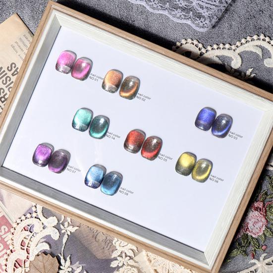 8 ml Katzenaugen-Kleber, glitzernder, schnell trocknender Quicksand-Nagelkunst-Gel-Nagellack mit feiner Textur für die Schönheit