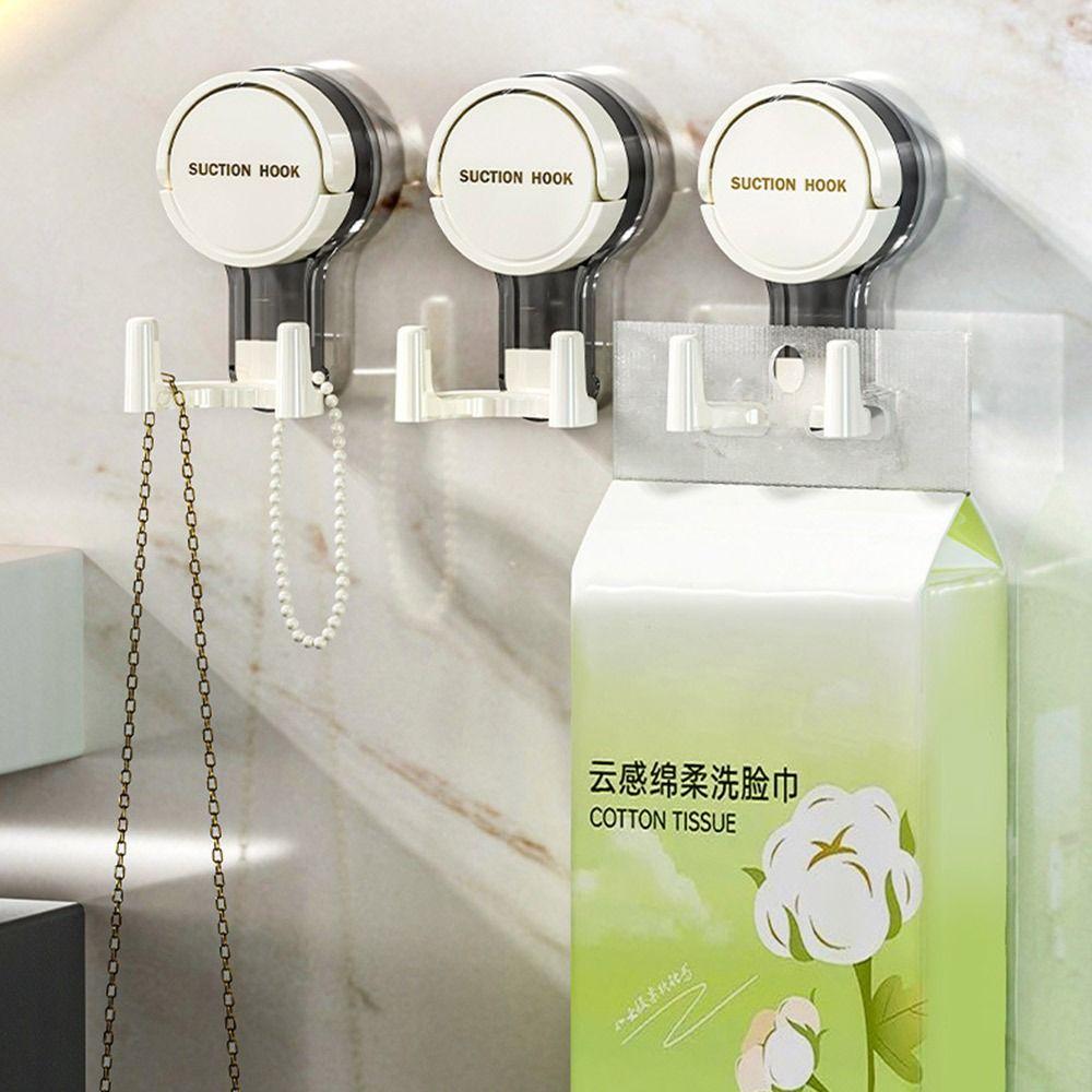 Multifunctional Suction Cup Double Head Hooks Rotating Towel Hook  for Bathroom Hanging Paper Towel