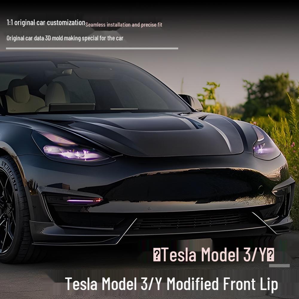 2024+ Tesla Model 3/Y Front Lip & Splitter Kit: Non-Destructive Installation, Perfect for Upgrades.