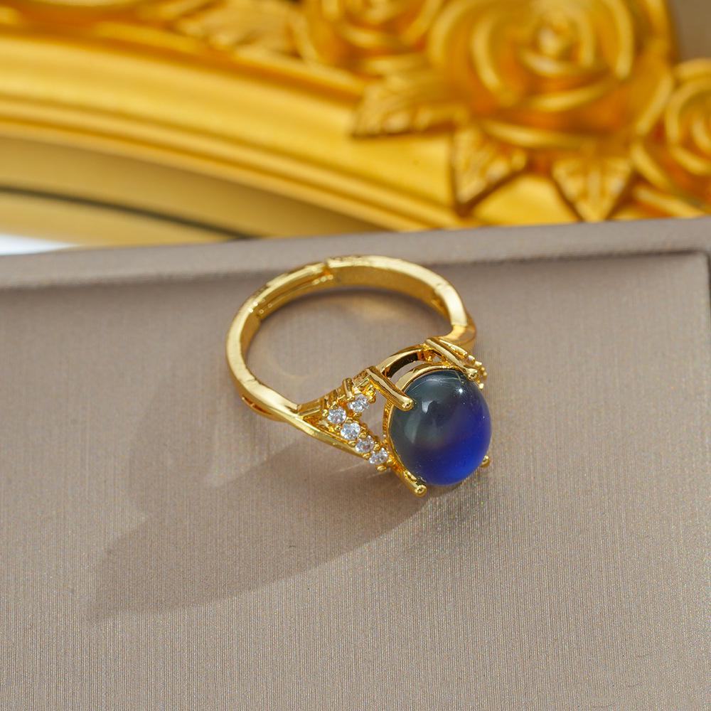 

Мульти-бриллиантовое кольцо, чувствительное к температуре: Камень, меняющий цвет, стиль креста из TikTok и Kuaishou