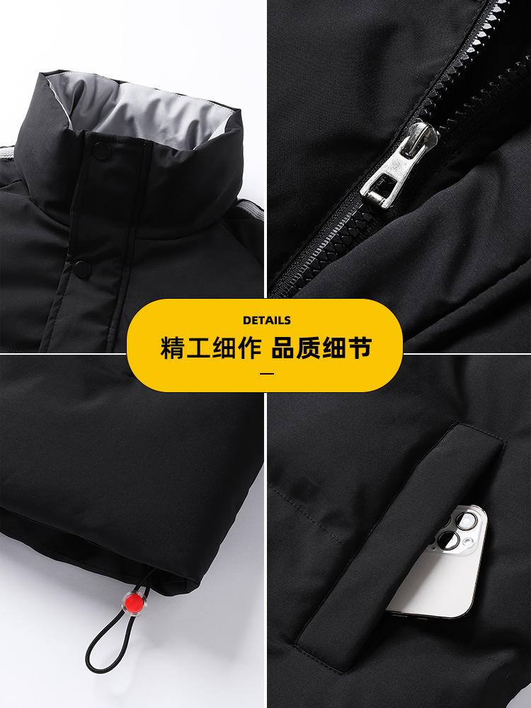 Casual Men's Cotton Jacket Solid Color Loose Winter     Daily Warm