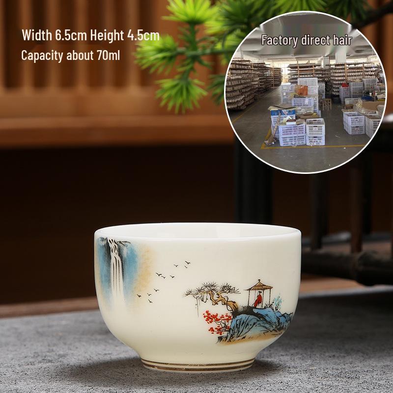 Sheep Fat Jade Porcelain Teacup: Chinese Ceramic Master Cup for Tea Tasting