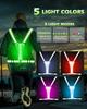 LED Reflective Vest Running Gear, 5 Lights Colors High Visibility Reflective Running Gear Rechargeable Light Up Running Vest for Running  Adjustable