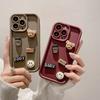 Gaozhu Suitable for Apple 16PRO Coffee Bear Jewelry Mobile Phone Case IPhone 11/12 Full-inclusive Anti-fall Protection Case
