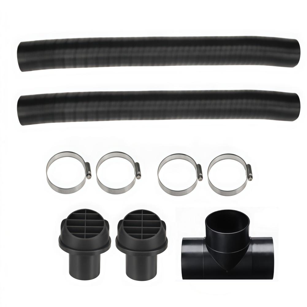 Vehicle Heating System Air Outlet Deflector 60mm with Two Flexible Ducts and T Tee Connector for Stationary Use