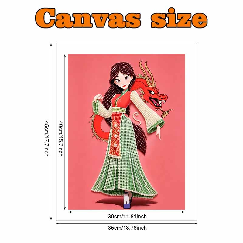 Disney Pearl Art Painting Mulan and Mushu Dragon Handmade diy5D Pearl Gem Painting Pictures Crafts Special Shape Home Wall Decoration