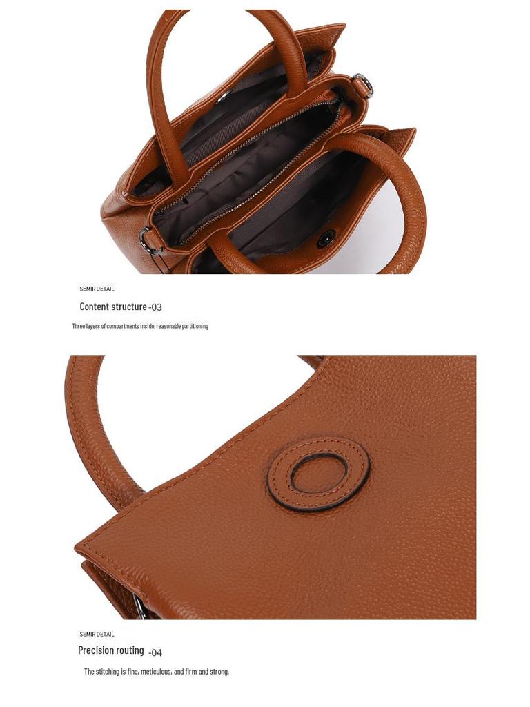 2025 Genuine Leather Women's Tote: European & American Style, Large Capacity Commuter Shoulder Bag