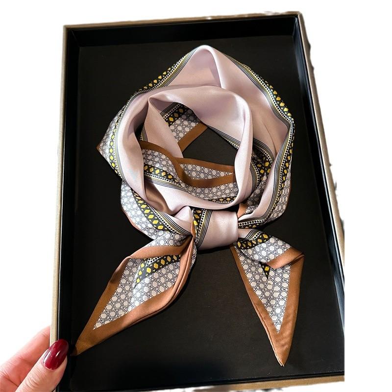 Koreańska Wersja Prosty Szalik Imitujący Jedwab Dwustronny Dekoracyjny Jedwabny Szalik do Codziennego Użytku Wiosna i Lato Przekątny Szalik Wszechstronny Cienki Wąski