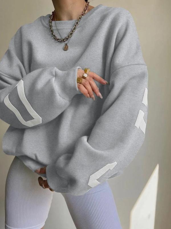 

Женские свободные свитера-свитшоты в стиле гранж с принтом букв на спине, повседневные утолщенные топы с длинным рукавом, осенняя уличная одежда XXL светло-серый