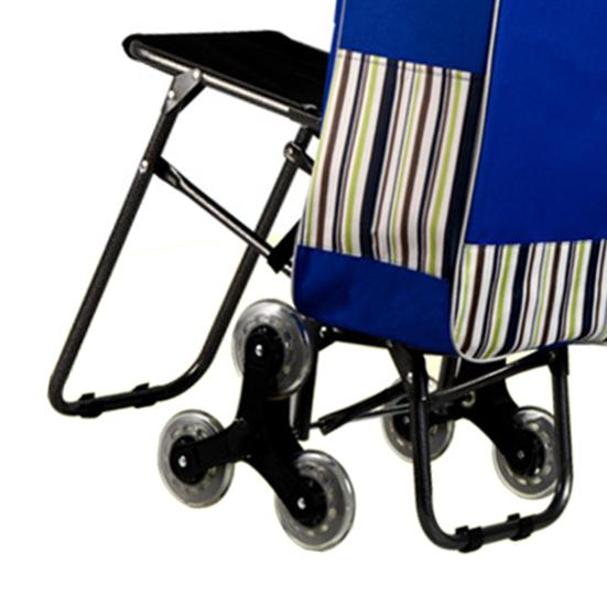 Einkaufswagen mit Sitz Doppel-Dreifachrad Ergonomischer Griff Treppensteiger-Trolley Dolly Einkaufswagen Schwerlast-Einkaufshandwagen