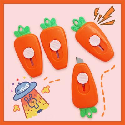 Boîte de Rangement Utility Cutter Ouvre-Lettres Cutter Papier d'Art Mignon Mini Carotte Cartoon Non Toxique 3 Pcs Couteau de Papeterie Kawaii