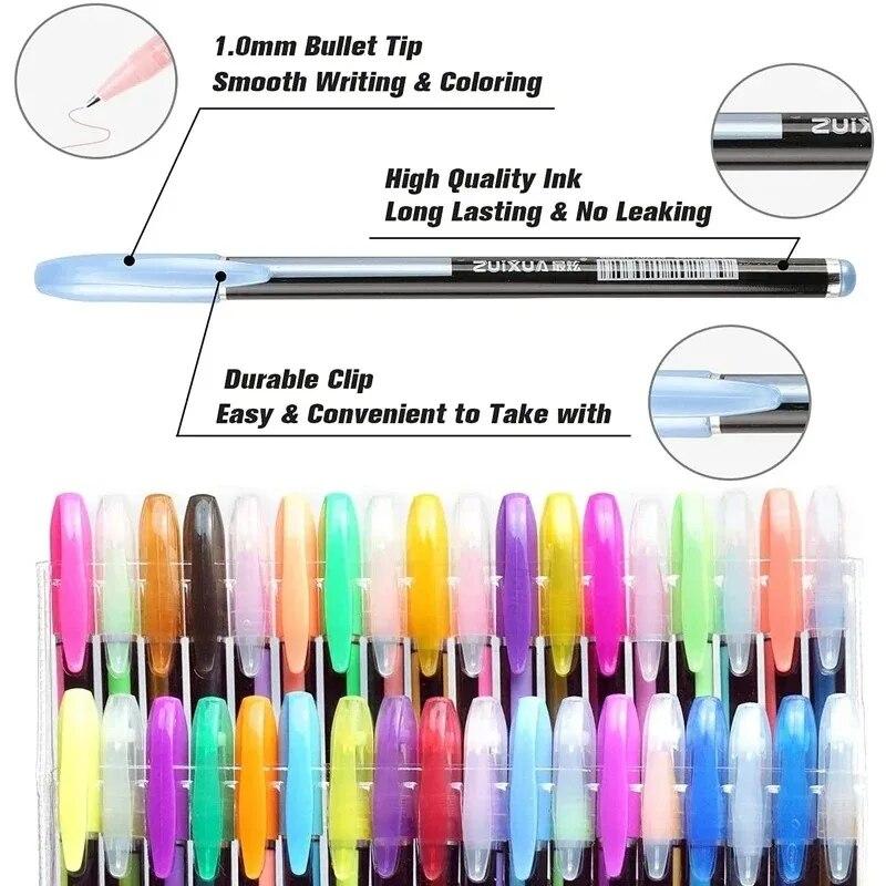 12Pcs Colors Gel Pens and Refills for School Office Coloring Book Journals Drawing Art Markers Pen
