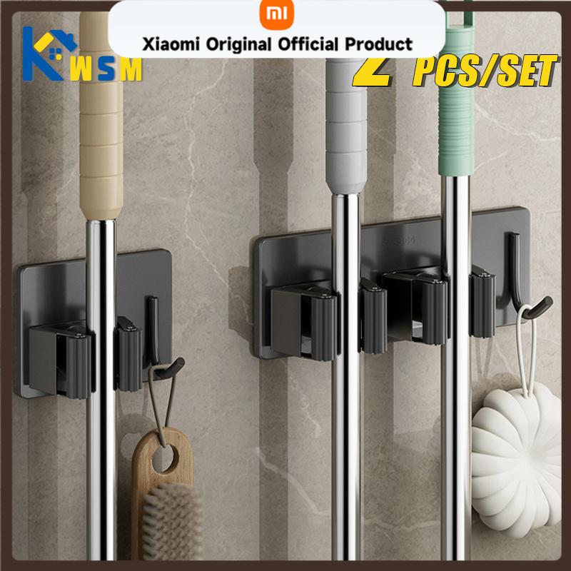 Xiaomi 1-3PCS Stainless Steel Household Storage Rack Bathroom Nail-free Hook Wall-mounted Mop Storage Rack Waterproof Broom Rack