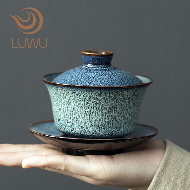 Blue Ceramic Gaiwan Kung Fu Tureen Tea Makers 160ml
